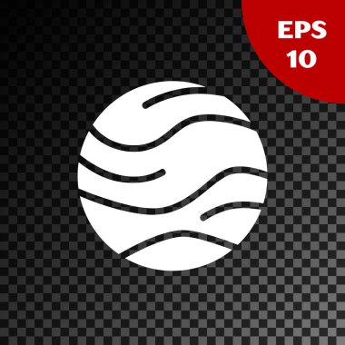 Beyaz Gezegen simgesi, şeffaf karanlık arka planda izole edildi. Vektör İllüstrasyonu