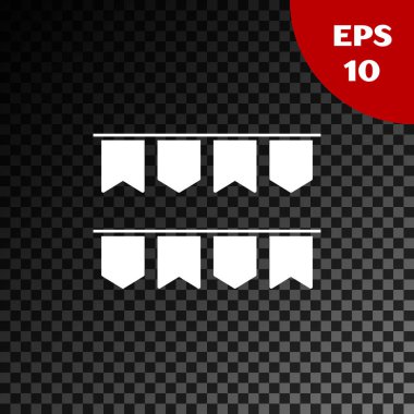 Saydam koyu arka plan üzerinde izole bayraklar simgesi ile Beyaz Karnaval çelenk. Doğum günü kutlaması, festival ve adil dekorasyon için parti pennants. Vektör İllüstrasyonu