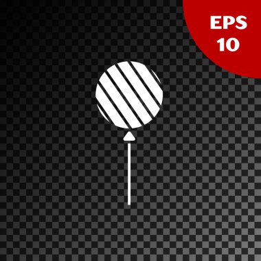 Saydam koyu arka plan üzerinde izole beyaz Lolipop simgesi. Yemek, lezzetli sembol. Vektör İllüstrasyonu