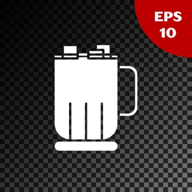 Şeffaf koyu arka planda izole edilmiş krema ikonlu beyaz sıcak çikolata bardağı. Mutlu Noeller ve mutlu yıllar. Vektör İllüstrasyonu