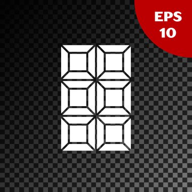 Şeffaf koyu arkaplanda beyaz çikolata simgesi var. Vektör İllüstrasyonu