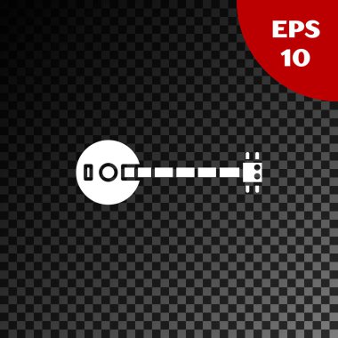 Beyaz Banjo simgesi şeffaf koyu arkaplanda izole edildi. Müzik aleti. Vektör İllüstrasyonu