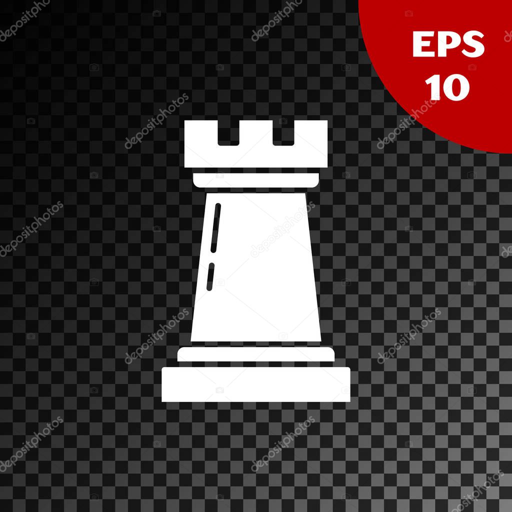 White Business strategy icon isolated on transparent dark background. Chess symbol. Game, management, finance.  Vector Illustration
