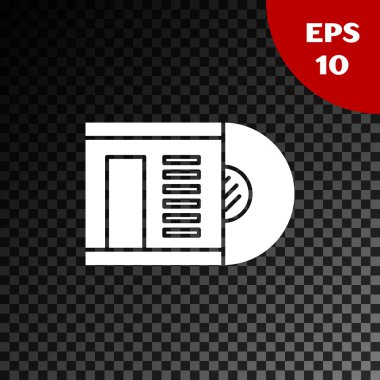 Şeffaf koyu arkaplanda beyaz vinil disk simgesi izole edildi. Vektör İllüstrasyonu