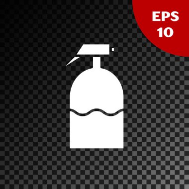 Su için beyaz bahçe spreyi, gübre, şeffaf karanlık arka planda izole edilmiş kimyasal ikon. Vektör İllüstrasyonu