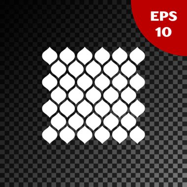 Beyaz Bahçe çiti ahşap ikonu, şeffaf karanlık arka planda izole edilmiş. Vektör İllüstrasyonu