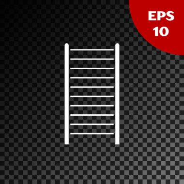 Beyaz tahta merdiven ikonu, şeffaf koyu arkaplanda izole edilmiş. Vektör İllüstrasyonu