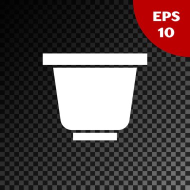 Beyaz çiçek saksısı simgesi şeffaf koyu arkaplanda izole edildi. Vektör İllüstrasyonu