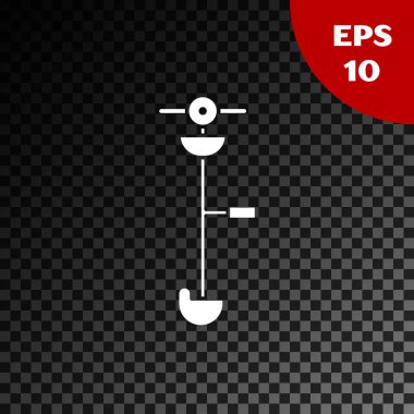 White Grass and weed electric string trimmer icon isolated on transparent dark background. Grass clipper, lawn mower isolated on white background.  Vector Illustration