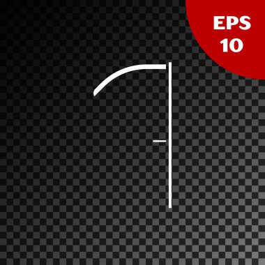 White Scythe icon isolated on transparent dark background.  Vector Illustration