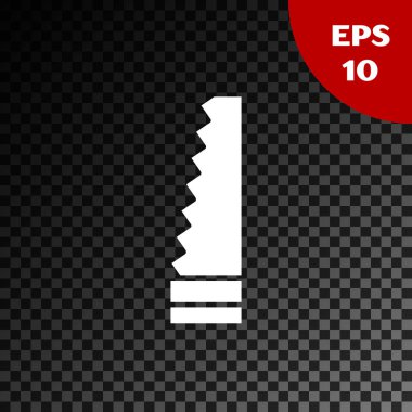 White Garden saw icon isolated on transparent dark background.  Vector Illustration