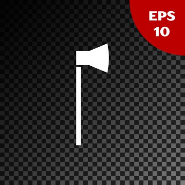 White Wooden axe icon isolated on transparent dark background. Lumberjack axe.  Vector Illustration