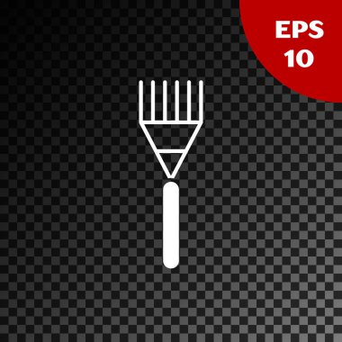 Beyaz Bahçe komisyon simgesi şeffaf koyu arka planda izole. Bahçecilik, tarım, Tarım için araç. Zemin tohumcu. Temizlik ekipmanları. Vektör Illustration