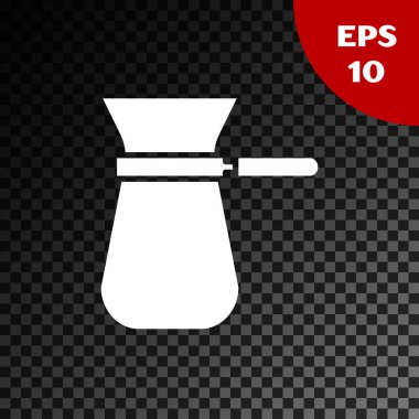 Beyaz Kahve Türk simgesi, şeffaf koyu arka planda izole edilmiş. Vektör İllüstrasyonu