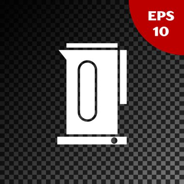 Şeffaf koyu arkaplanda ikonu olan beyaz çaydanlık. Çaydanlık ikonu. Vektör İllüstrasyonu