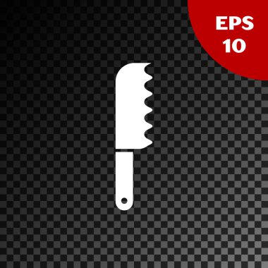 Beyaz ekmek bıçağı simgesi, şeffaf koyu arkaplanda izole edilmiş. Çatal bıçak sembolü. Vektör İllüstrasyonu