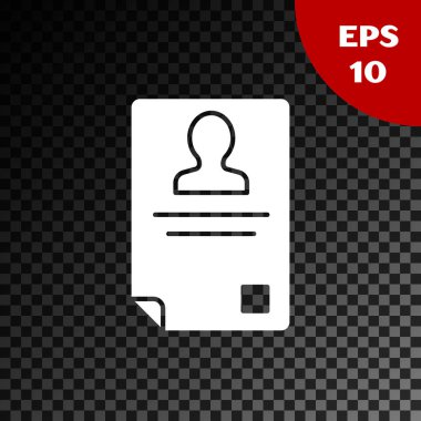 Beyaz tanımlama rozeti simgesi şeffaf koyu arka planda yalıtılmış. Bu sunum, şirketin kimliği, reklam için kullanılabilir. Vektör Illustration