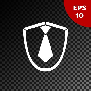 Beyaz kravat simgesi şeffaf koyu arka planda yalıtılmış. Kravat ve boyun bezi sembolü. Vektör Illustration