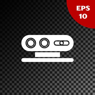 Beyaz 3d tarama sistemi simgesi şeffaf koyu arkaplanda izole edildi. Vektör İllüstrasyonu