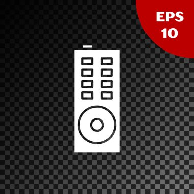 Beyaz Uzaktan Denetim simgesi, şeffaf koyu arkaplanda izole edildi. Vektör İllüstrasyonu