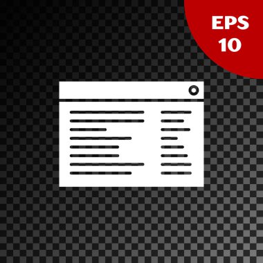 Beyaz Yazılım, web geliştirici programlama kod simgesi şeffaf karanlık arkaplanda izole edildi. Program kodunun rastgele bilgisayar betiği parçalarını Javascript et. Vektör İllüstrasyonu