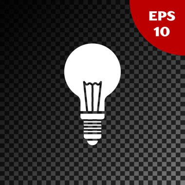 Şeffaf koyu arka planda izole fikir simgesi kavramı ile beyaz ampul. Enerji ve fikir sembolü. İlham konsepti. Vektör Illustration