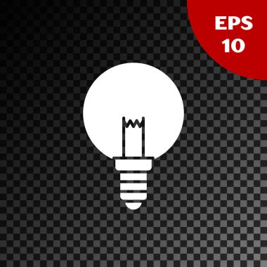 Şeffaf koyu arka planda izole fikir simgesi kavramı ile beyaz ampul. Enerji ve fikir sembolü. İlham konsepti. Vektör Illustration