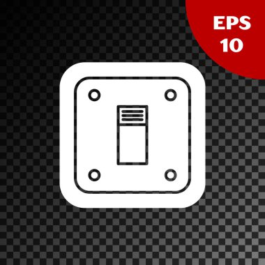 Şeffaf koyu arkaplanda beyaz elektrik düğmesi simgesi izole edildi. Açık ve kapalı simgesi. Loş ışık düğmesi işareti. Enerji tasarrufu kavramı. Vektör İllüstrasyonu