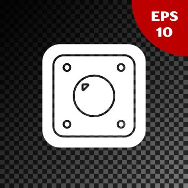 Şeffaf koyu arkaplanda beyaz elektrik düğmesi simgesi izole edildi. Açık ve kapalı simgesi. Loş ışık düğmesi işareti. Enerji tasarrufu kavramı. Vektör İllüstrasyonu