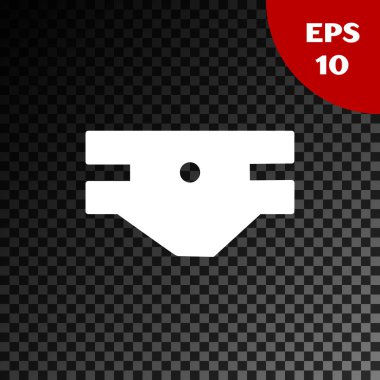 Beyaz Bebek emici bebek bezi simgesi şeffaf koyu arkaplanda izole edilmiş. Vektör İllüstrasyonu