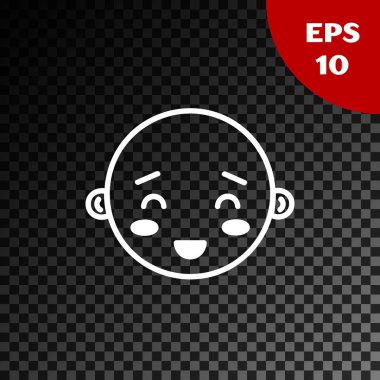 Beyaz Mutlu küçük çocuk baş simgesi şeffaf karanlık arka planda izole edilmiş. Erkek bebeğin yüzü. Vektör İllüstrasyonu