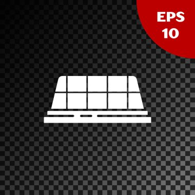 Beyaz Taksi araba çatısı simgesi şeffaf koyu arkaplanda izole edildi. Vektör İllüstrasyonu