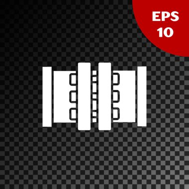 Beyaz Endüstri metalik borular ve şeffaf karanlık arka planda izole edilmiş kapakçık simgesi. Vektör İllüstrasyonu