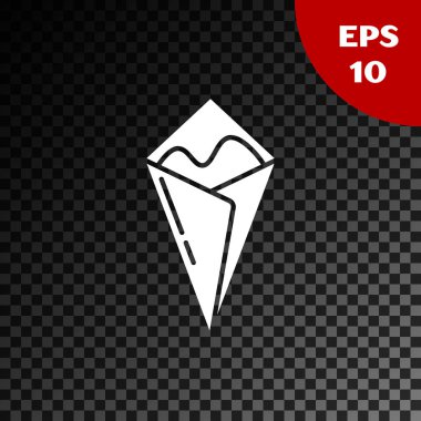 Beyaz Temaki yuvarlama simgesi şeffaf koyu arkaplanda izole edildi. Geleneksel Japon yemekleri. Vektör İllüstrasyonu