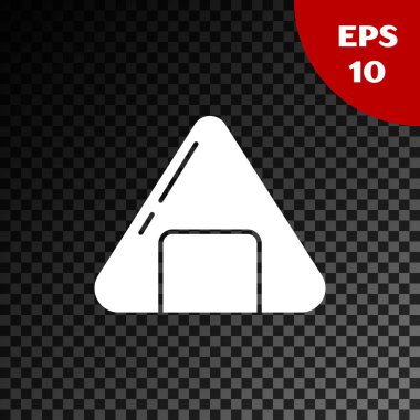 Beyaz suşi simgesi, şeffaf koyu arkaplanda izole edilmiş. Geleneksel Japon yemekleri. Vektör İllüstrasyonu