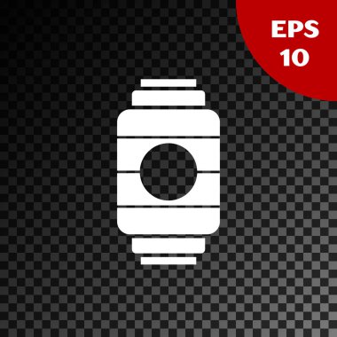 Beyaz Japon kağıt fener ikonu, şeffaf karanlık arka planda izole edilmiş. Vektör İllüstrasyonu