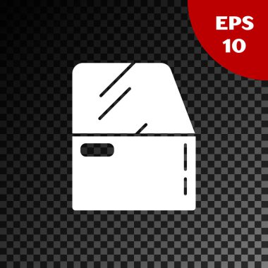 Beyaz araba kapısı simgesi, şeffaf koyu arkaplanda izole edilmiş. Vektör İllüstrasyonu