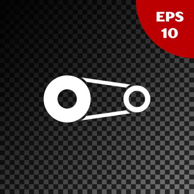 Beyaz zamanlayıcı kemer kiti simgesi, şeffaf koyu arkaplanda izole edildi. Vektör İllüstrasyonu