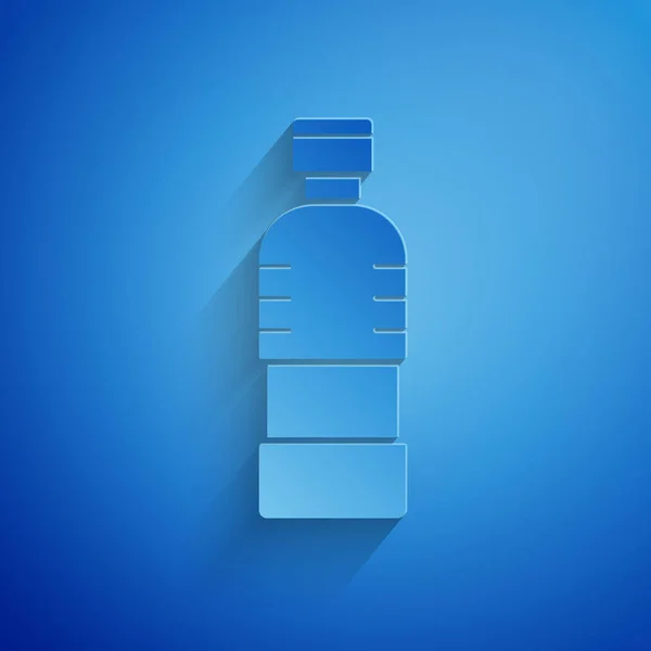 Pappersklipp Flaska med vatten ikon isolerad på blå bakgrund. Läsk aqua drink tecken. Papperskonst. Vektor Illustration — Stock vektor