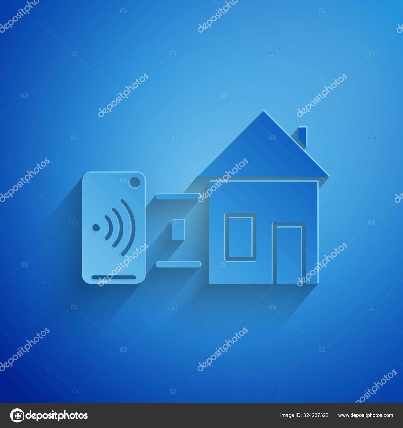 Paper Cut Smart Home Icon Isolated On Blue Background Remote Control Paper Art Style Vector Illustration Stock Vector C Vectoroksana
