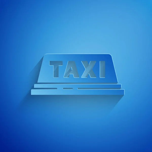 Паперовий виріз значок даху таксі ізольований на синьому фоні. Стиль паперового мистецтва. Векторна ілюстрація — стоковий вектор