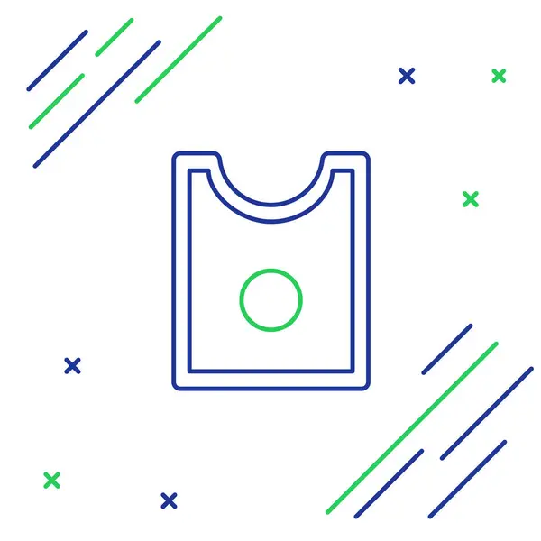 Ligne Bleue Verte Icône Motif Couture Isolé Sur Fond Blanc — Image vectorielle