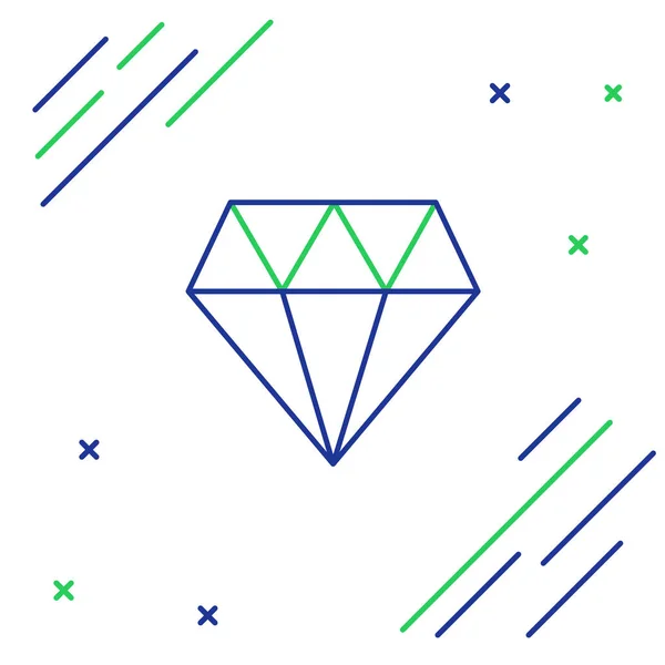 Línea Azul Verde Icono Diamante Aislado Sobre Fondo Blanco Símbolo — Vector de stock