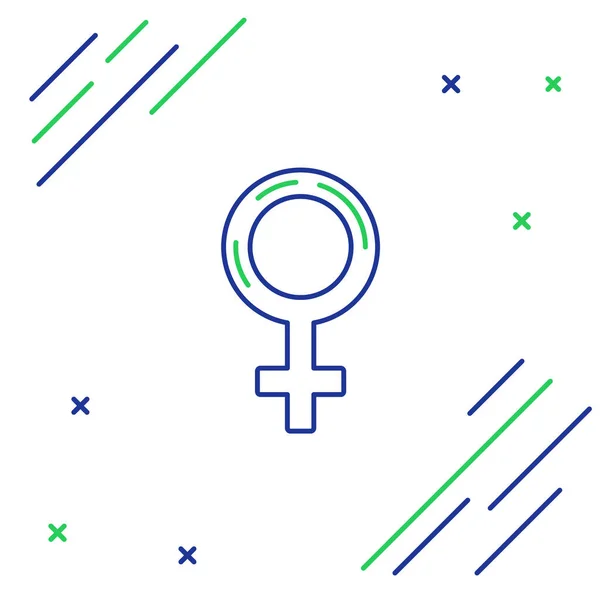 Blue Green Line Female Gender Symbol Icon Isolated White Background — Stock Vector
