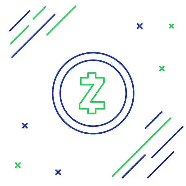 Blue and green line Cryptocurrency coin Zcash ZEC icon on white background. Digital currency. Altcoin symbol. Blockchain based secure crypto currency. Colorful outline concept. Vector Illustration — Stock Vector