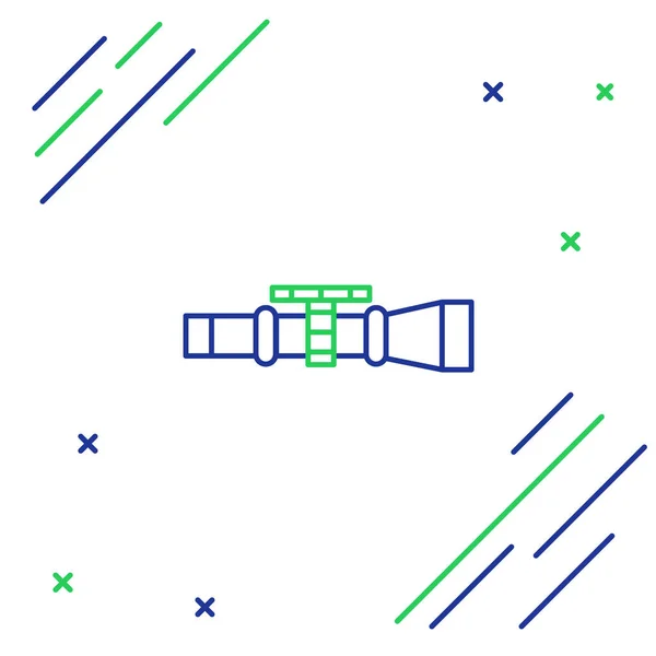 Mavi Yeşil Çizgili Keskin Nişancı Optik Görüş Ikonu Beyaz Arka — Stok Vektör