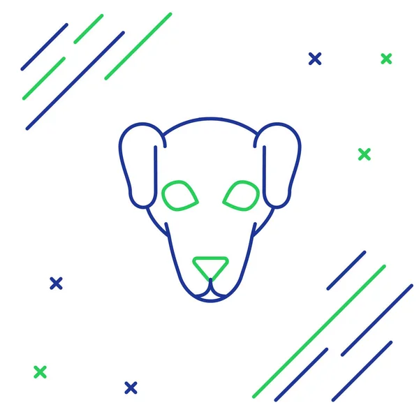 Mavi Yeşil Çizgi Beyaz Arka Planda Izole Edilmiş Köpek Ikonu — Stok Vektör