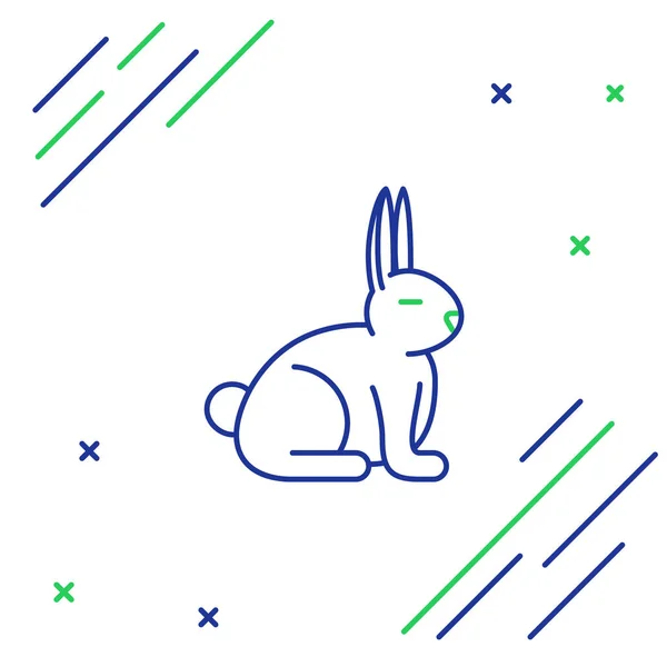 蓝色和绿色线兔子图标孤立在白色背景 五彩缤纷的概念 病媒图解 — 图库矢量图片