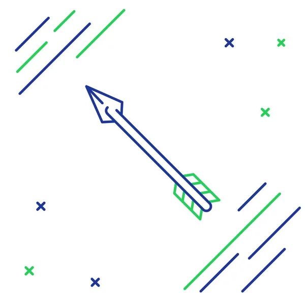 Blaue Und Grüne Linie Hipster Pfeil Symbol Isoliert Auf Weißem — Stockvektor