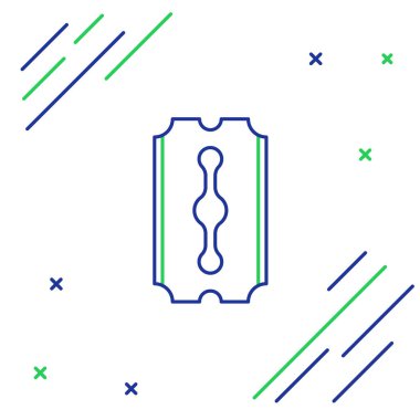 Mavi ve yeşil çizgi Blade jilet ikonu beyaz arkaplanda izole edildi. Renkli taslak konsepti. Vektör İllüstrasyonu